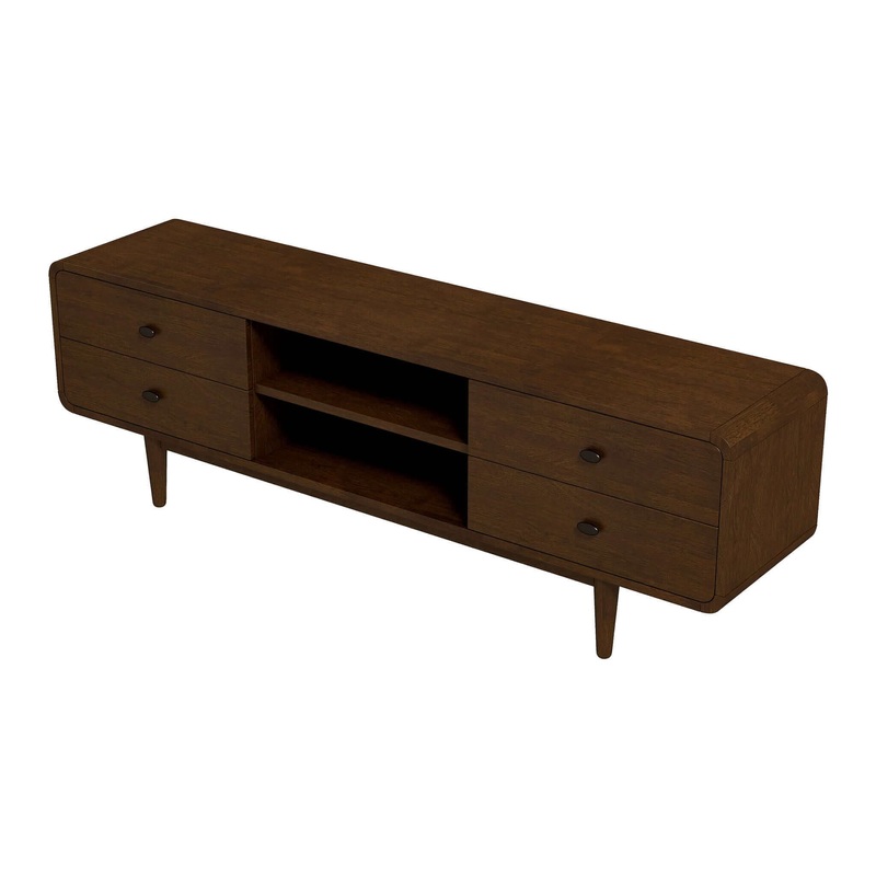 Alexa – Mid-Century Modern Style TV Stand – Dark Brown / Wood