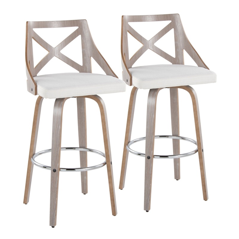Charlotte – Farmhouse Fixed Height Bar Stool With Round Footrest (Set of 2)