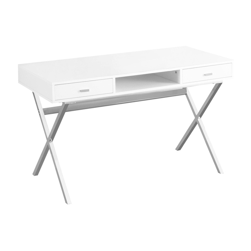 Computer Desk For Home Office, Laptop, Storage Drawers, Glossy Contemporary & Modern
