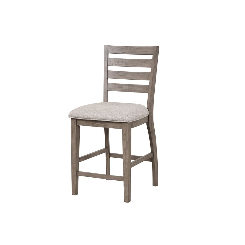 Counter Side Dining Stool With Ladder Back (Set of 2) – Gray