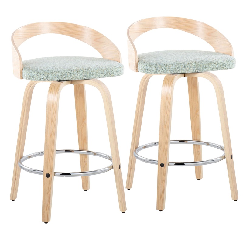 Grotto – Contemporary Fixed Height Counter Stool With Swivel With Round Footrest (Set of 2)