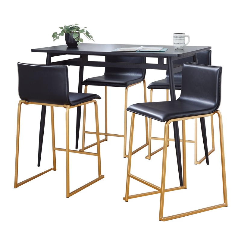 Marcel Mara – 5 Piece Upholsted Contemporary Counter Height Dining Set