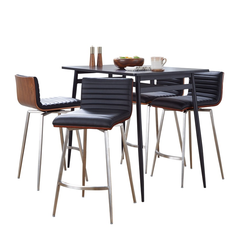 Marcel Mason – 5 Piece Swivel Contemporary Design Counter Height Dining Set