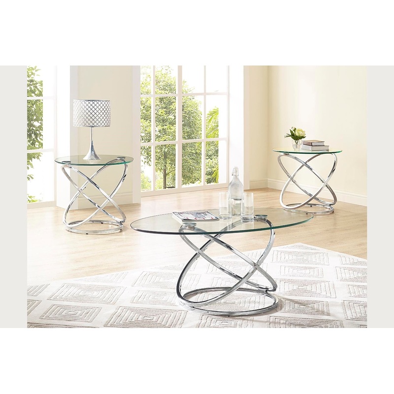 Modern Contemporary Cocktail Table Set – Chrome