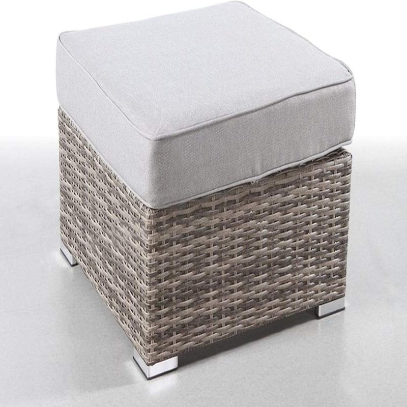 Outdoor Ottoman With Cushion – Gray