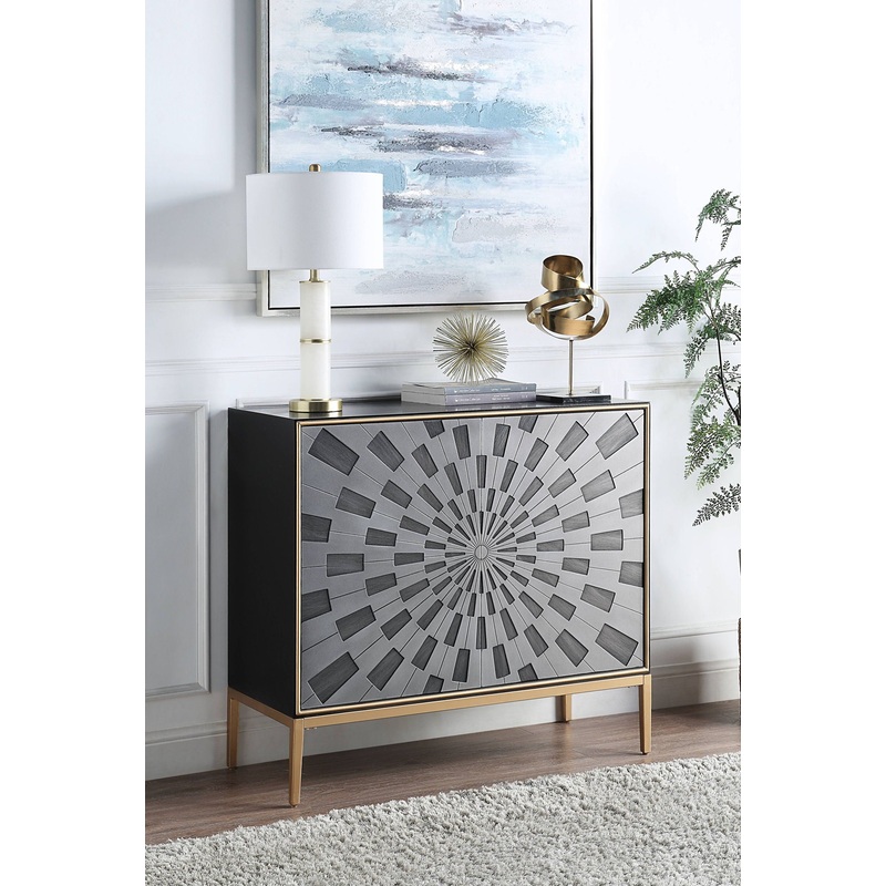 Quilla – Brass Console Cabinet – Black / Gery