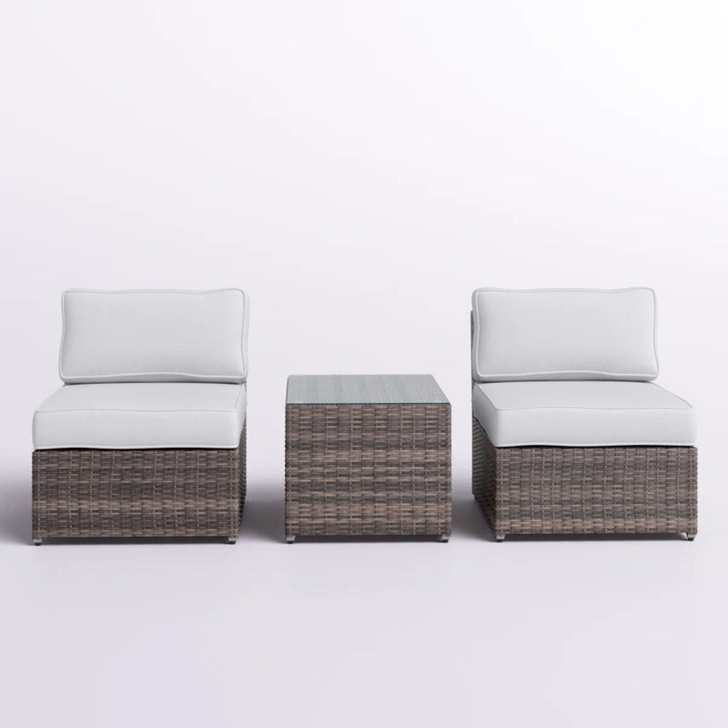 2 Person Seating Set With Cushions – Brown / Gray