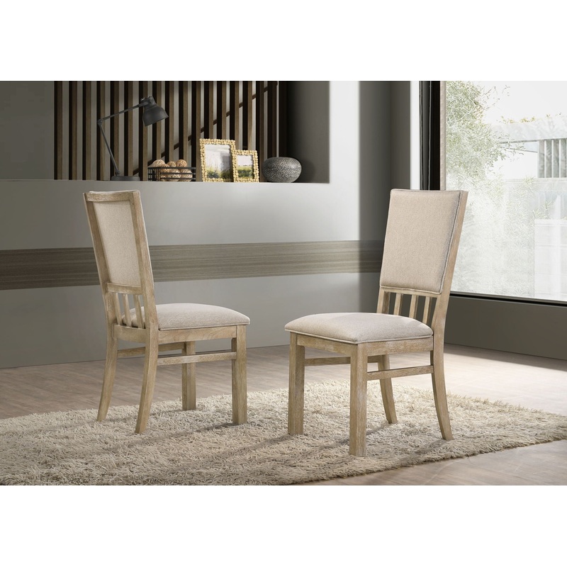 Brutus – Wide Contemporary Fabric Dining Chair (Set of 2) – Reclaimed Wheat