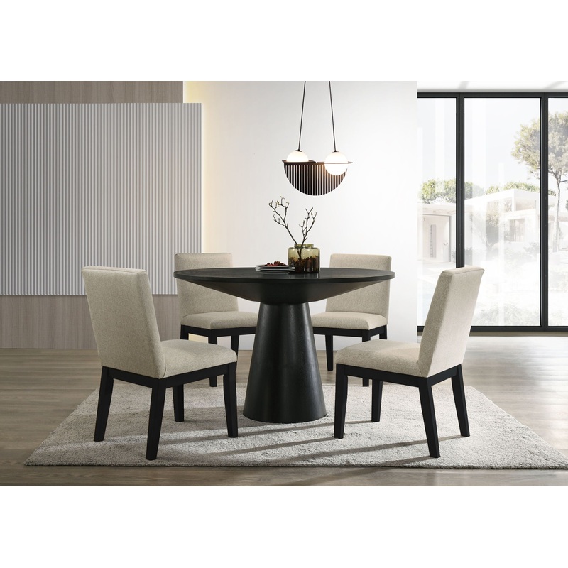 Jasper – Contemporary Round Dining Table With Black Finish Chairs
