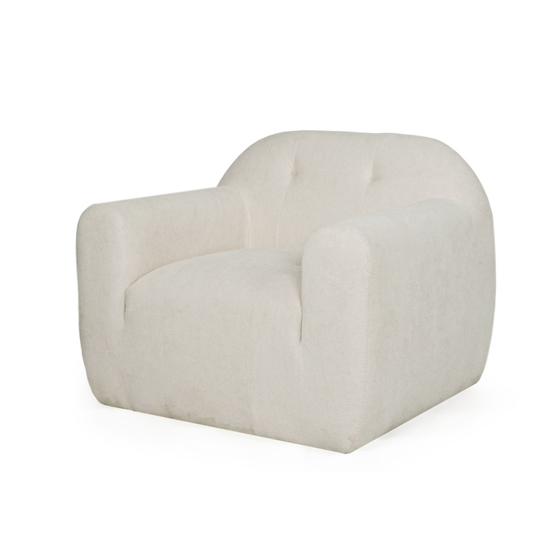 Harmonara – Boucle Upholstered Club Chair With Blind Tufting