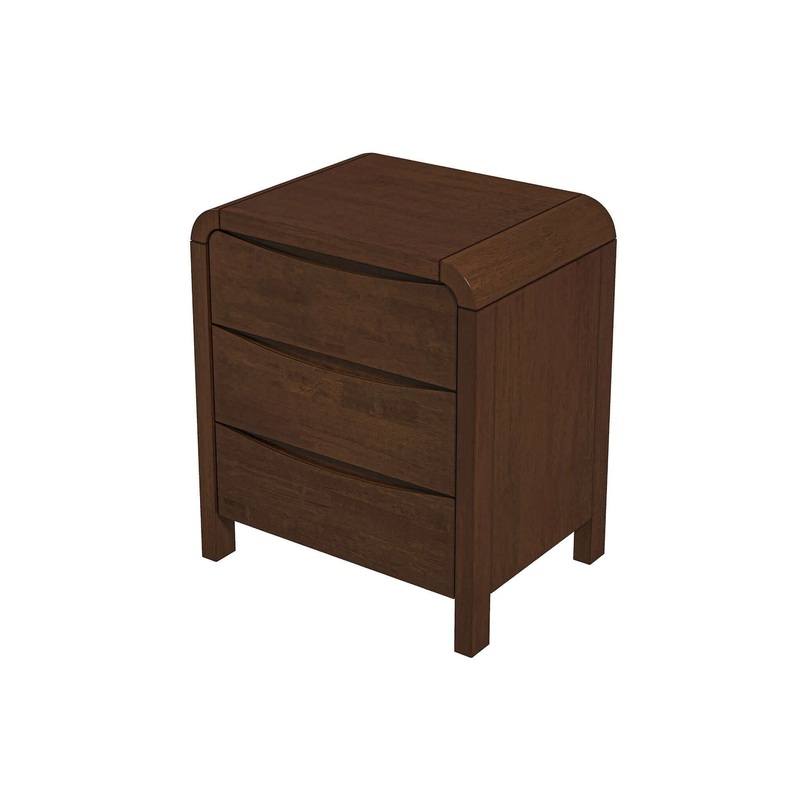 Lionel – Mid-Century Modern Nightstand 3 Drawer Bed Side Table – Brown