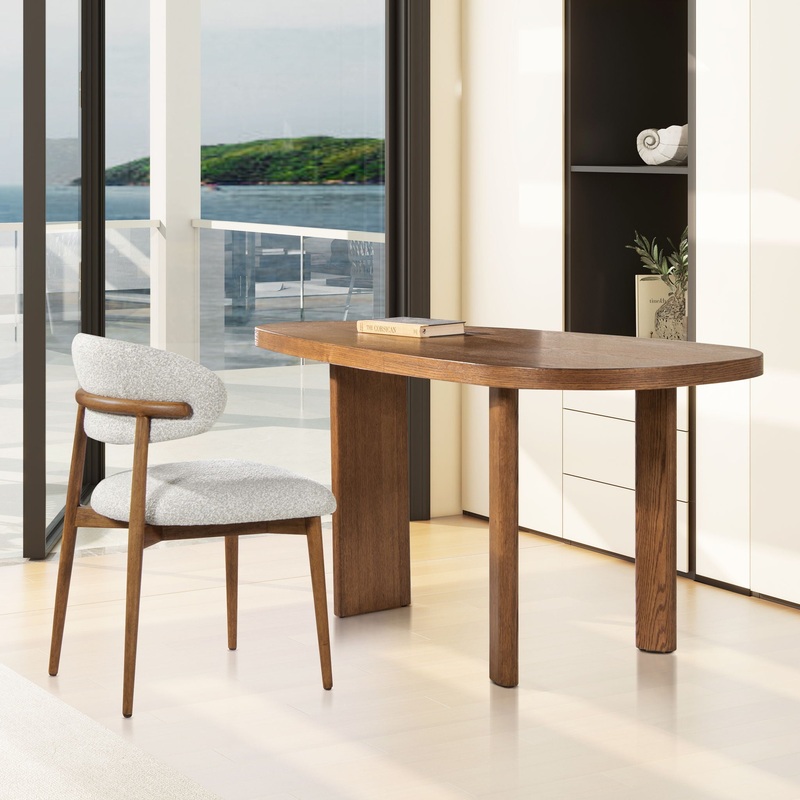 Locke – Modern Upholstered Dining Chair With Frame – Salt / Pepper