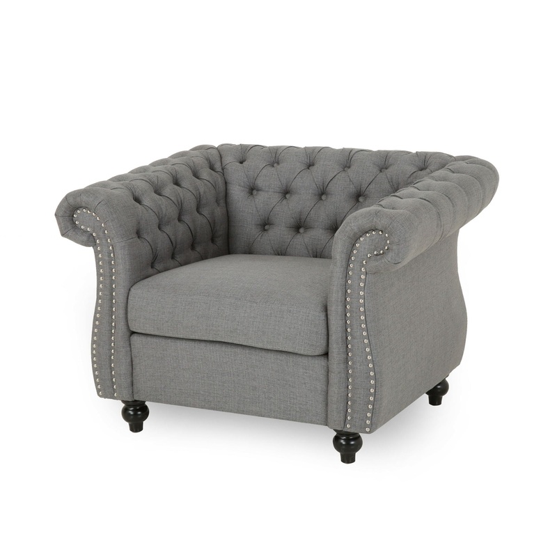 Nexuson – Upholstered Chesterfield Chair With Deep Tufted And Nailhead Trim