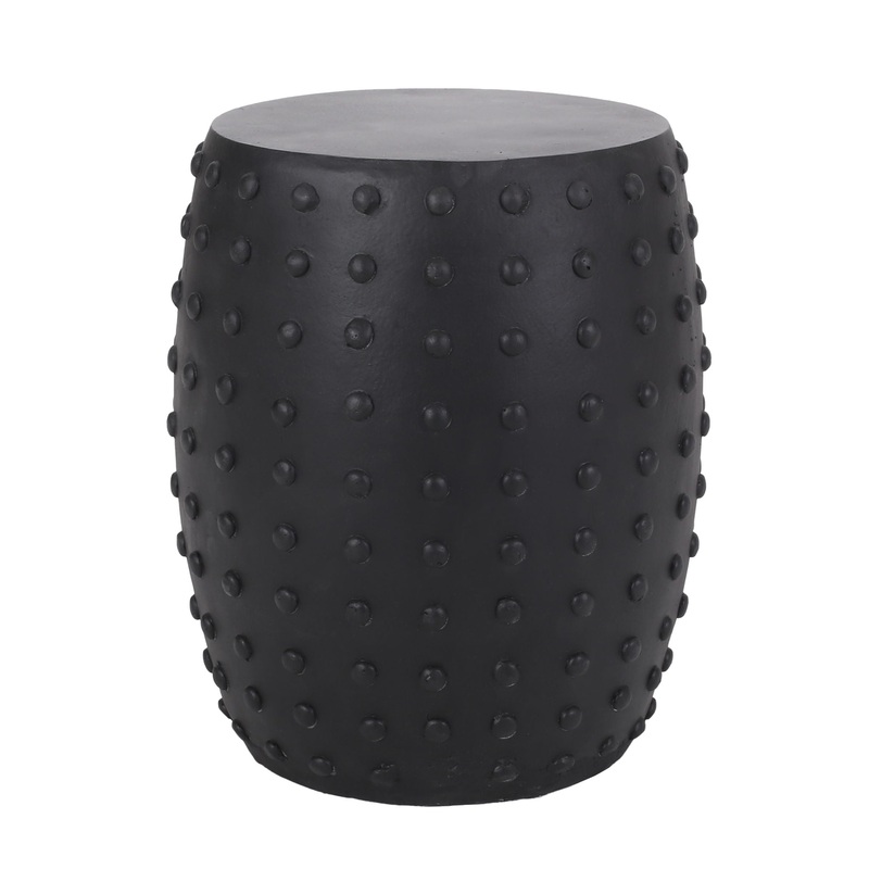 Outdoor End Table With Outstanding Studded Design – Matte Black