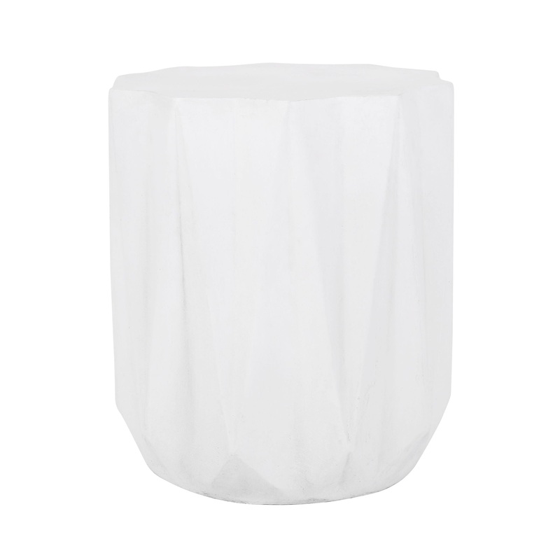 Outdoor, Lightweight Concrete Side Table – Antique White