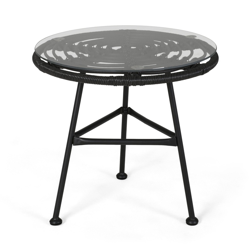 Petrichor – Outdoor Side Table With Tempered Glass And Steel Frame