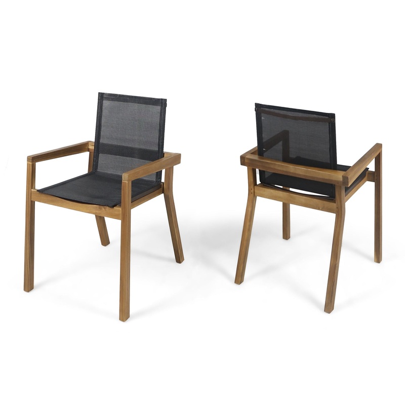 Belfast – Dining Chair With Acacia Wood Frame And Mesh Seating (Set of 2)