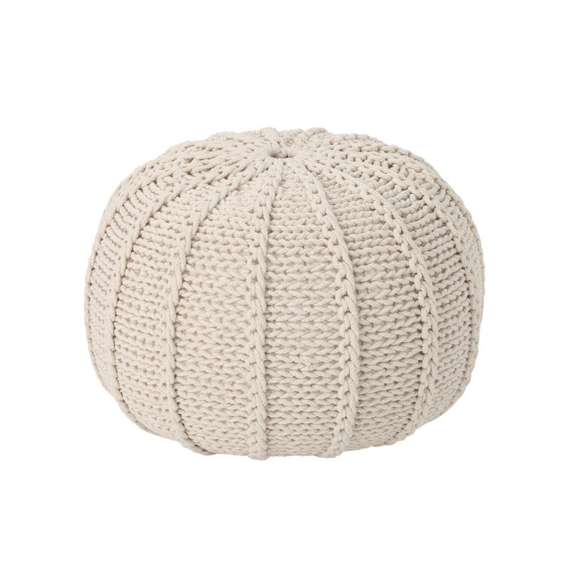 Bordeaux – Knitted Cotton Round Pouf Ottoman And Floor Cushion