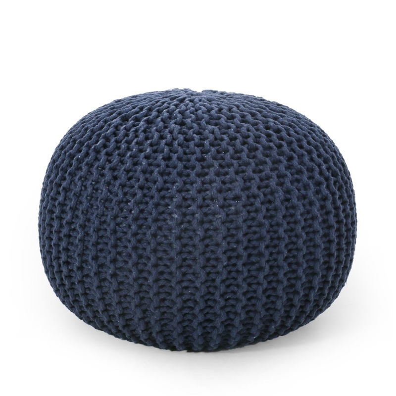 Bordeaux – Knitted Cotton Round Pouf Ottoman, Floor Cushion