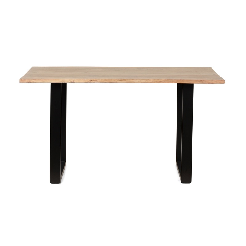 Dining Table With Top And Iron Frame – Natural / Black