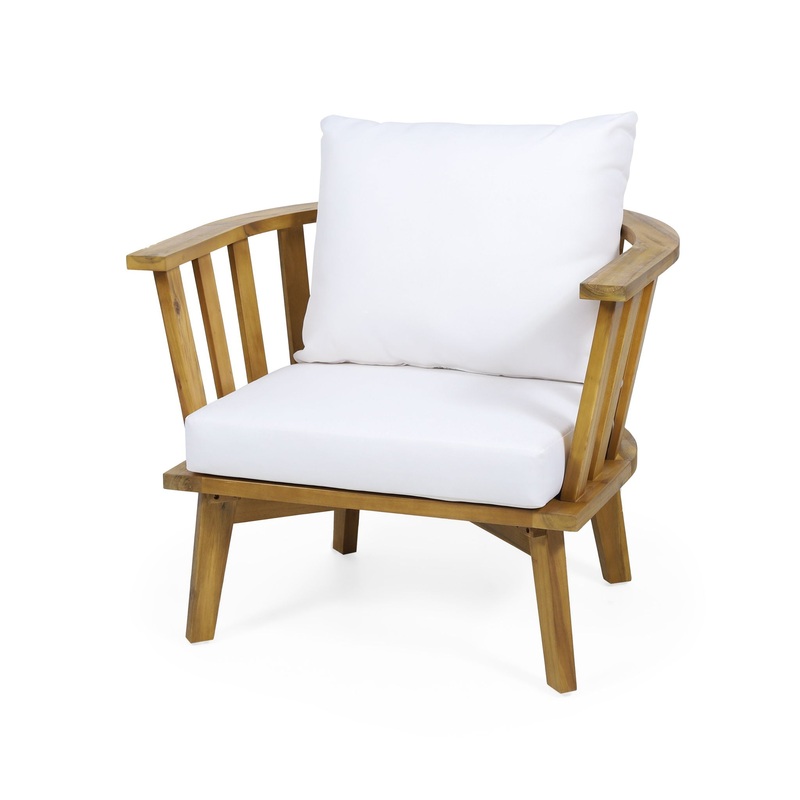 Outdoor Club Chair With Curved Backrest And Frame – White