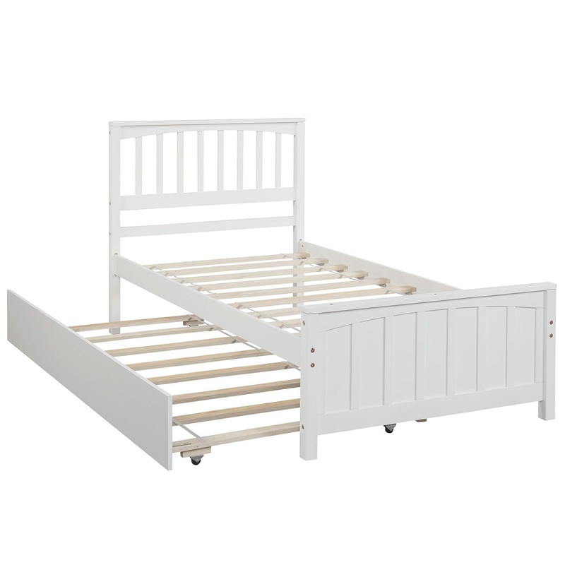 Twin Size Platform Bed & Trundle – White