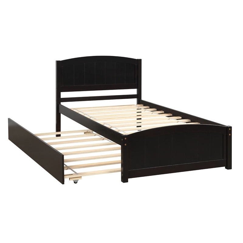 Twin Size Platform Bed With Trundle – Espresso