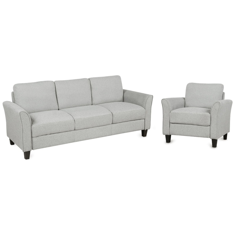 Living Room Furniture Chair And 3 Seat Sofa – Light Gray