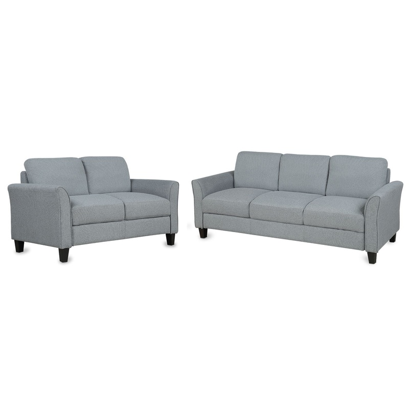 Living Room Furniture Loveseat Sofa And 3 Seat Sofa – Gray