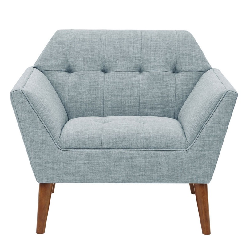 Lounge Chair With Button Tufting – Light Blue