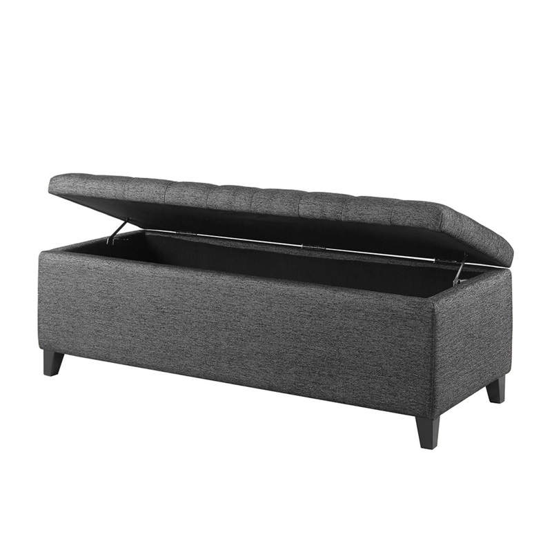 Tufted Top Soft Close Storage Bench Polyester – Charcoal