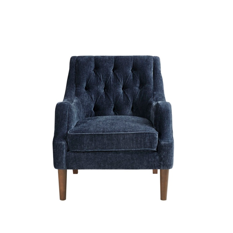 Button Tufted Accent Chair Vintage – Navy