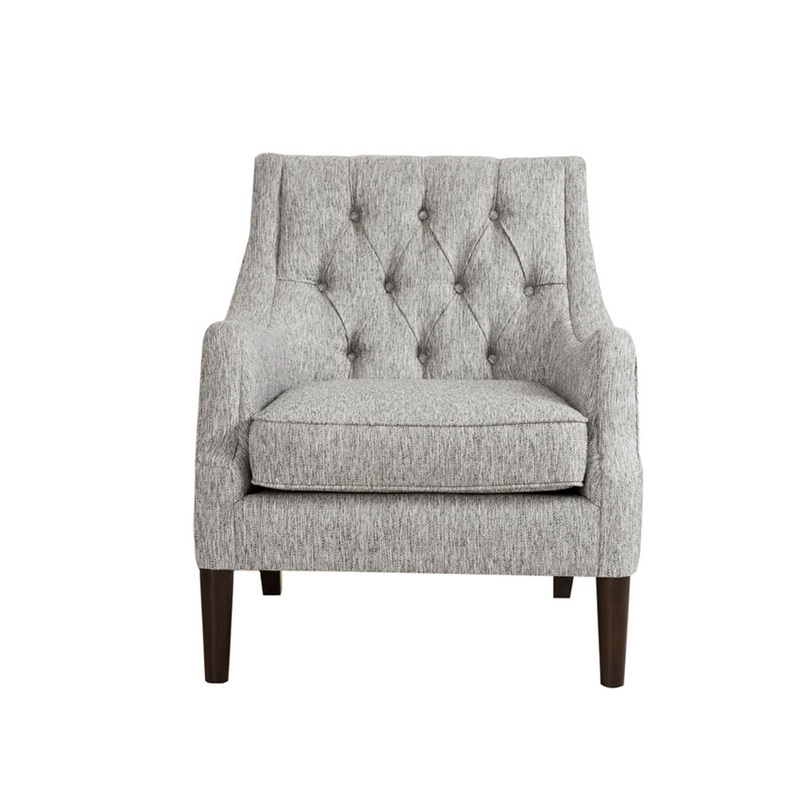 Button Tufted Accent Chair With Removable Seat Cushion – Gray