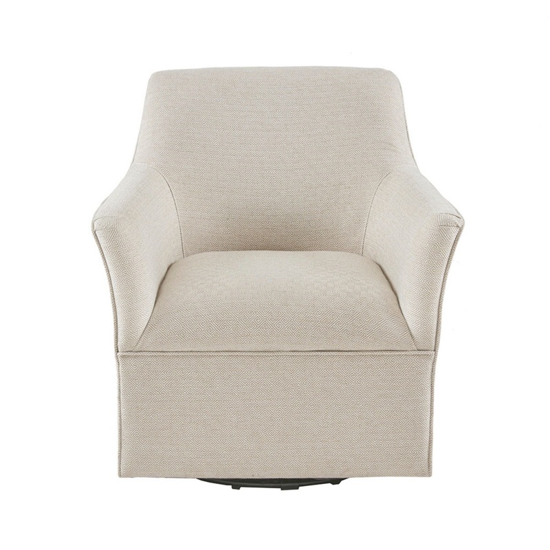 Swivel Glider Chair With 360 Degree Rotation Upholstery Solid Wood Frame – Cream